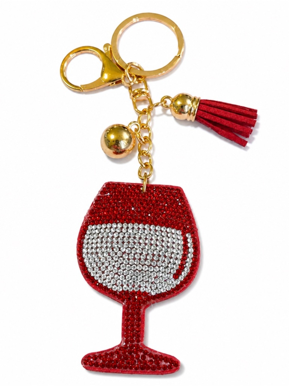 Rhinestone Red Wine Keyring bag backpack charm